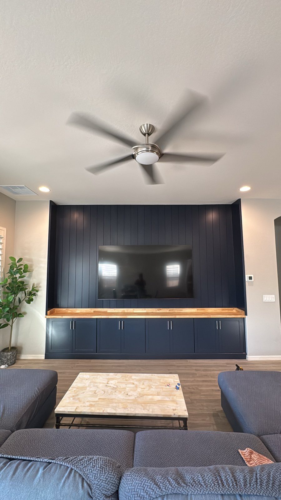 Navy Media Wall & Built-Ins